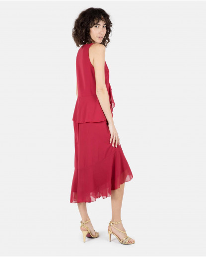 VESTIDO ASIMÉTRICO VOLANTES GASA