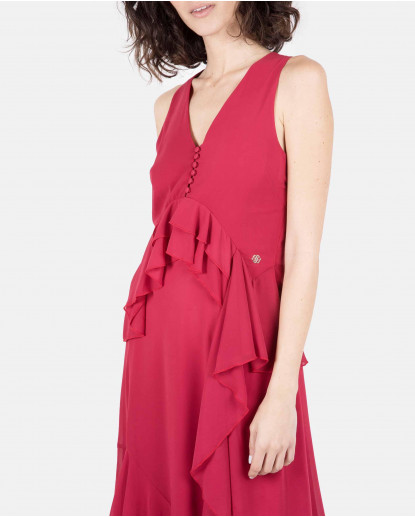 VESTIDO ASIMÉTRICO VOLANTES GASA