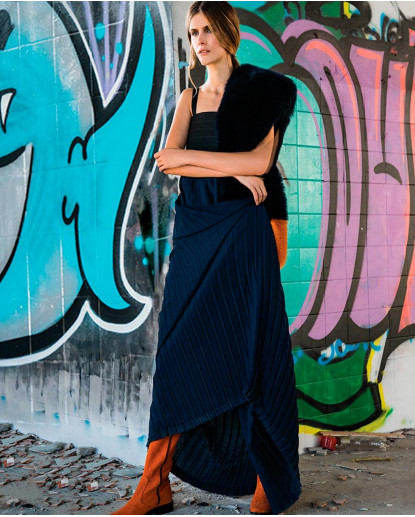 MAXI VESTIDO FALDA PLISADA