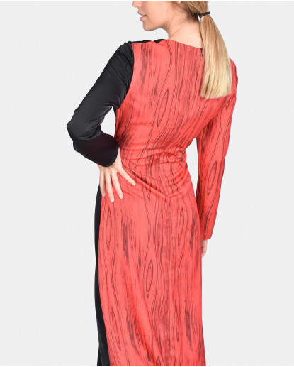 VESTIDO MIDI BICOLOR CREP ESTAMPADO