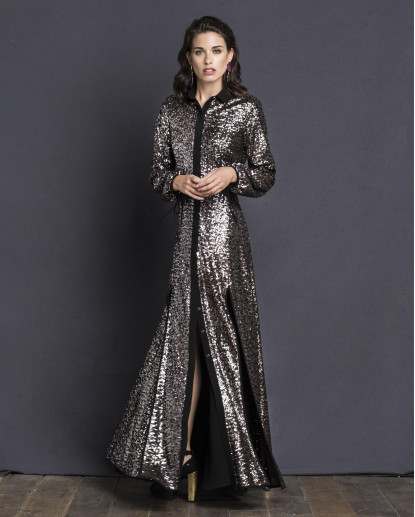 VESTIDO LUCCIA LENTEJUELAS plomo