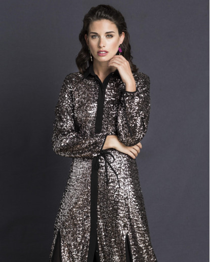 VESTIDO LUCCIA LENTEJUELAS plomo