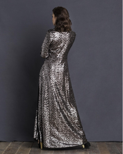VESTIDO LUCCIA LENTEJUELAS plomo