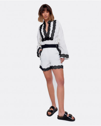 SHORT LINO BLANCO/NEGRO