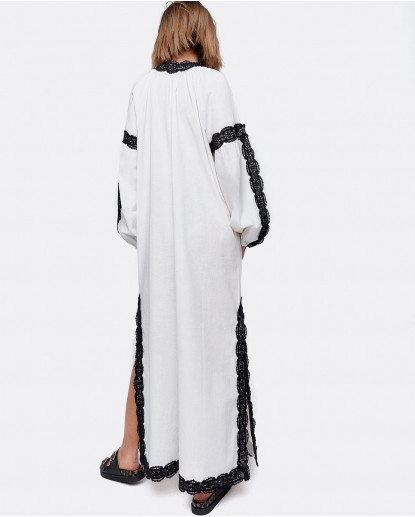 VESTIDO TIRAS BORDAS ALGODON BLANCO