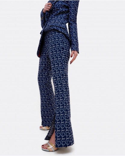 PANTALON CON APERTURAS JACQUARD CLP AZUL