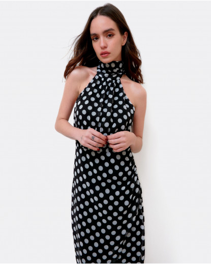 VESTIDO ESCOTE HALTER GASA LUNARES