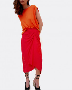 FALDA MIDI FRUNCIDA VISCOSA... 2