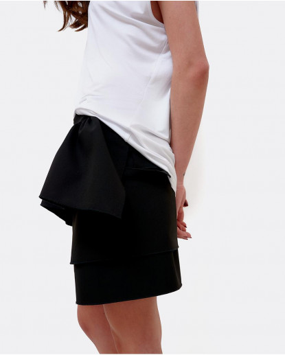 FALDA MINI VOLANTES CREP NEGRO