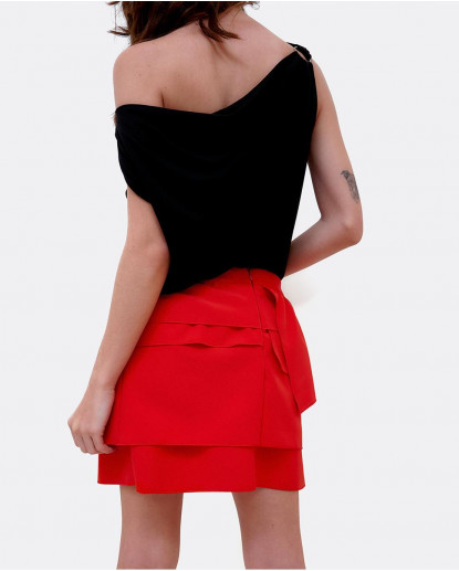 FALDA MINI VOLANTES CREP ROJO