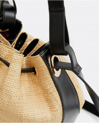 BOLSO BOMBONERA RAFIA CAMEL