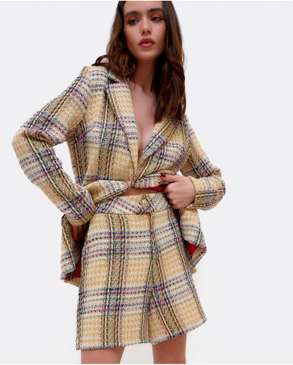 BERMUDA CINTURILLA ANCHA TWEED AMARILLO