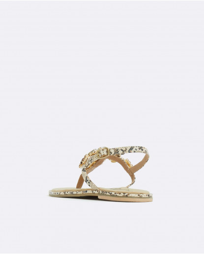 SANDALIA PEDRERIA SERPIENTE MARRON