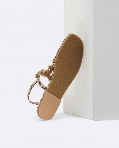 SANDALIA PEDRERIA SERPIENTE MARRON