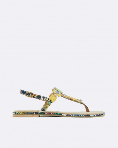 SANDALIA PEDRERIA SERPIENTE MULTICOLOR