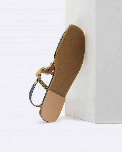 SANDALIA PEDRERIA SERPIENTE MULTICOLOR