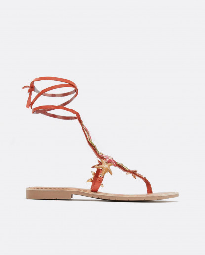 SANDALIA T ESTRELLAS NAPA NARANJA
