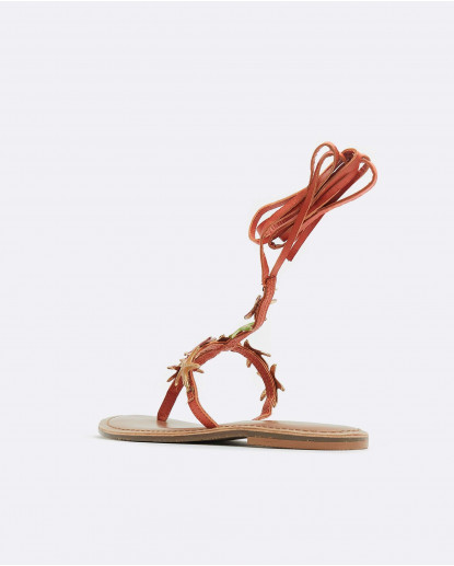 SANDALIA T ESTRELLAS NAPA NARANJA