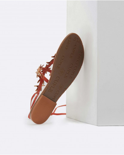 SANDALIA T ESTRELLAS NAPA NARANJA