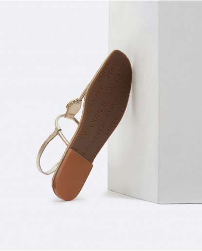 SANDALIA PUNTA CUADRADA NAPA ORO