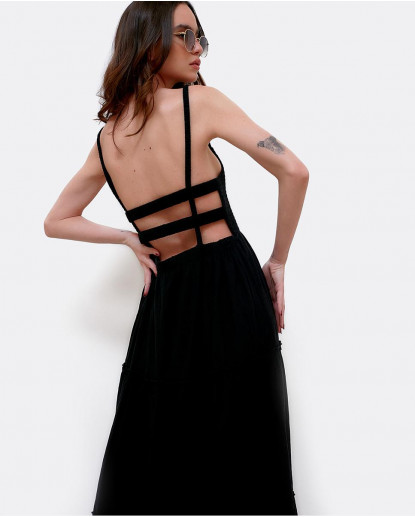 VESTIDO ESCOTE ESPALDA ALGODON NEGRO
