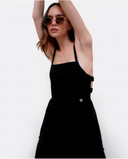 VESTIDO ESCOTE ESPALDA ALGODON NEGRO