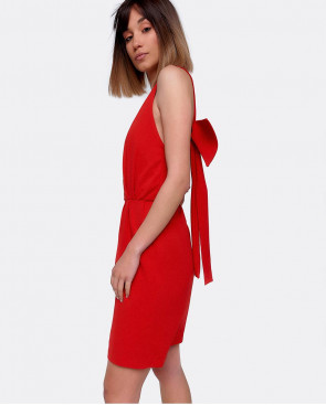 VESTIDO LAZO ESPALDA CREP ROJO 2