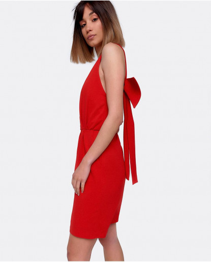 VESTIDO LAZO ESPALDA CREP ROJO