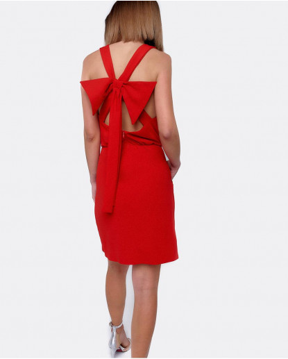 VESTIDO LAZO ESPALDA CREP ROJO