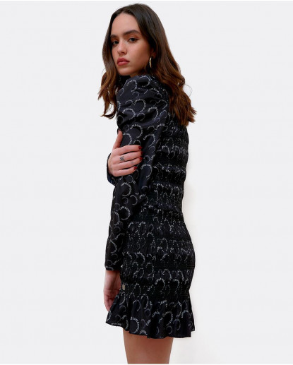 VESTIDO MINI ENGOMADO CREP SERIGRAFÍA...