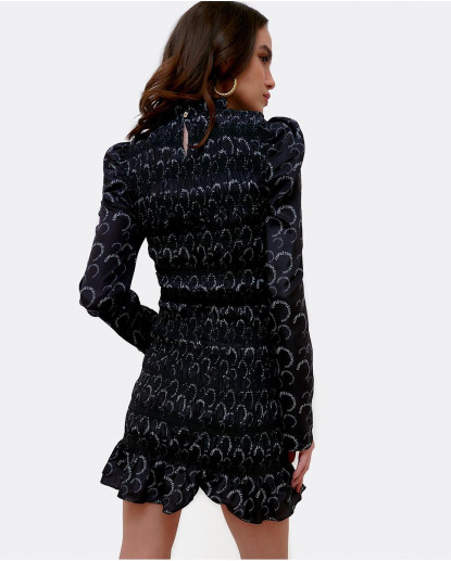 VESTIDO MINI ENGOMADO CREP SERIGRAFÍA...