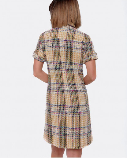 VESTIDO CUELO CAMISERO TWEED AMARILLO