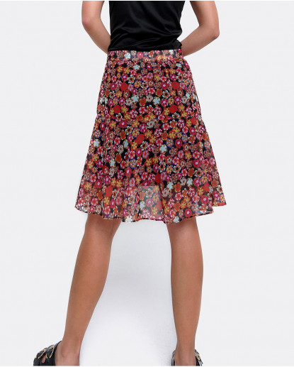 FALDA VOLANTES GASA ESTAMPADO FLORES...