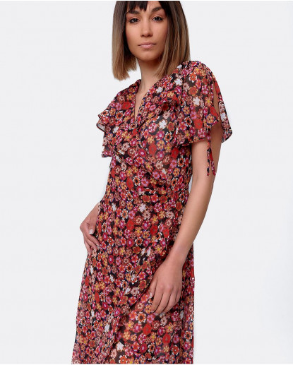 VESTIDO LARGO MIDI GASA ESTAMPADO...