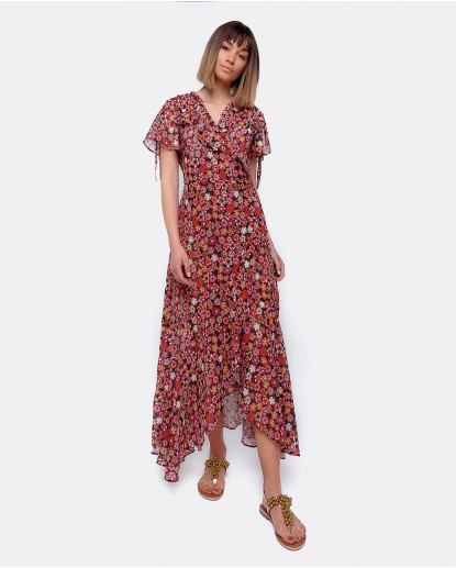 VESTIDO LARGO MIDI GASA ESTAMPADO...