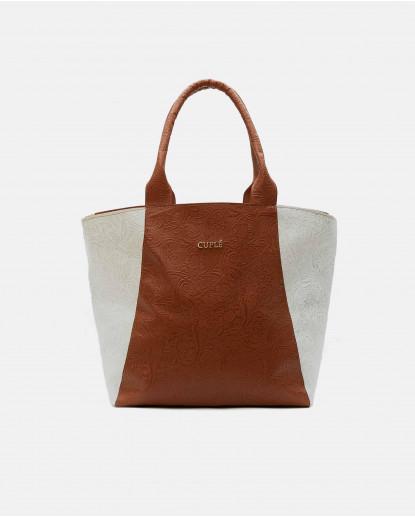 BOLSO SHOPPER MADRID CHARRO BLANCO/CUERO