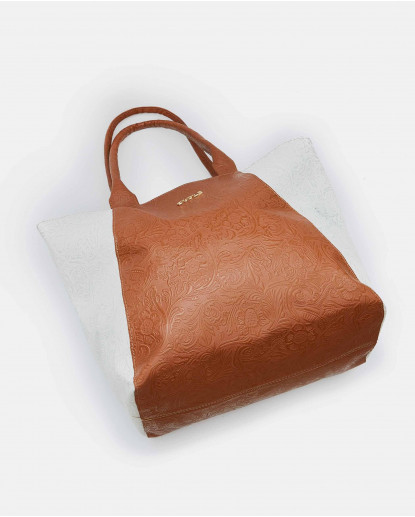 BOLSO SHOPPER MADRID CHARRO BLANCO/CUERO