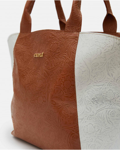 BOLSO SHOPPER MADRID CHARRO BLANCO/CUERO