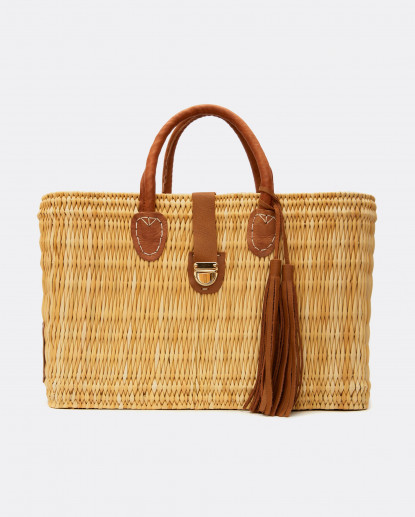 CAPAZO CUADRADO MEDIANO RAFIA BEIG