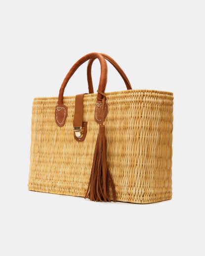 CAPAZO CUADRADO MEDIANO RAFIA BEIG