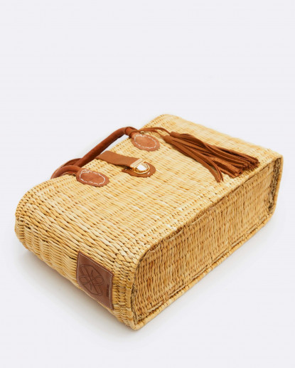 CAPAZO CUADRADO MEDIANO RAFIA BEIG