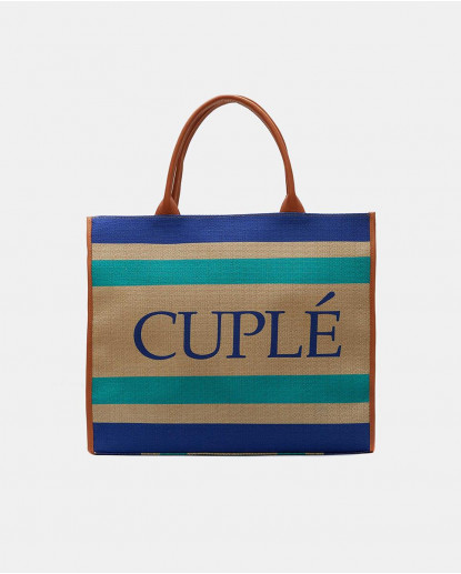 BOLSO SHOPPER RIGIDO TEJIDO RAYAS