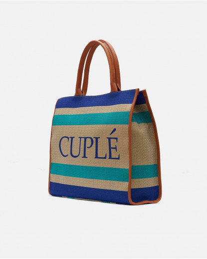 BOLSO SHOPPER RIGIDO TEJIDO RAYAS