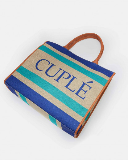 BOLSO SHOPPER RIGIDO TEJIDO RAYAS