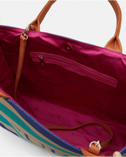 BOLSO SHOPPER RIGIDO TEJIDO RAYAS