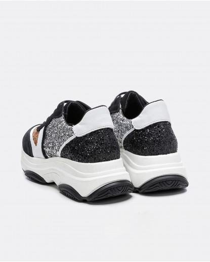SNEAKER GLITTER ORO Y PLATA
