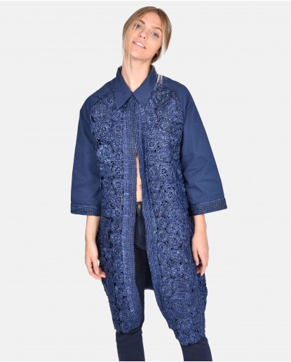 CHAQUETA CROCHET MIDI SARGA