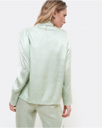 CHAQUETA 4 BOTONES JACQUARD MENTA