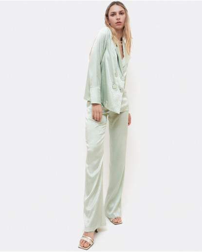 CHAQUETA 4 BOTONES JACQUARD MENTA