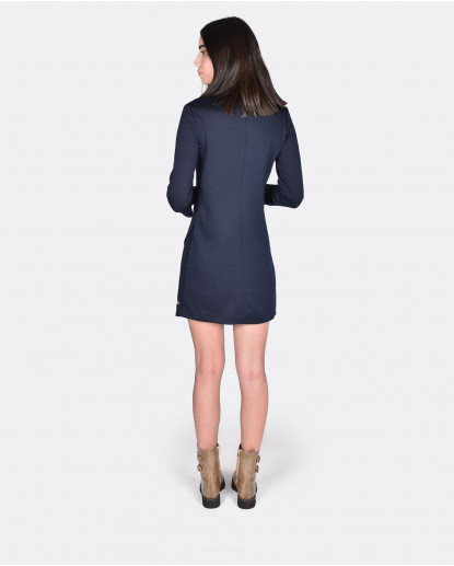 VESTIDO ANCHO M/L PUNTO ROMA MARINO